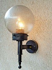 Seltene Schmiedeiserne Lampen mit Blasenglas