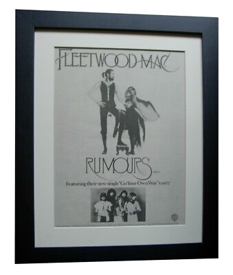 FLEETWOOD MAC+Rumours+POSTER+AD+FRAMED+ULTRA RARE ORIGINAL 1977+FAST WORLD SHIP