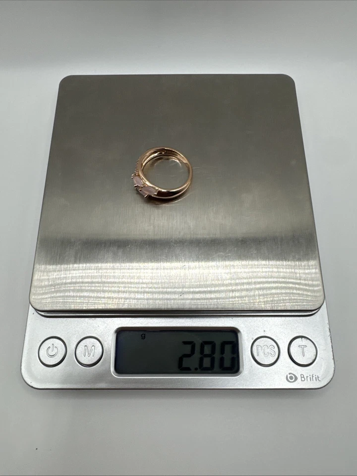 14CT ROLLED Bonded Gold Ring Size O Semi Precious Rose Quartz Hallmarked 585RG - Image 4 of 4