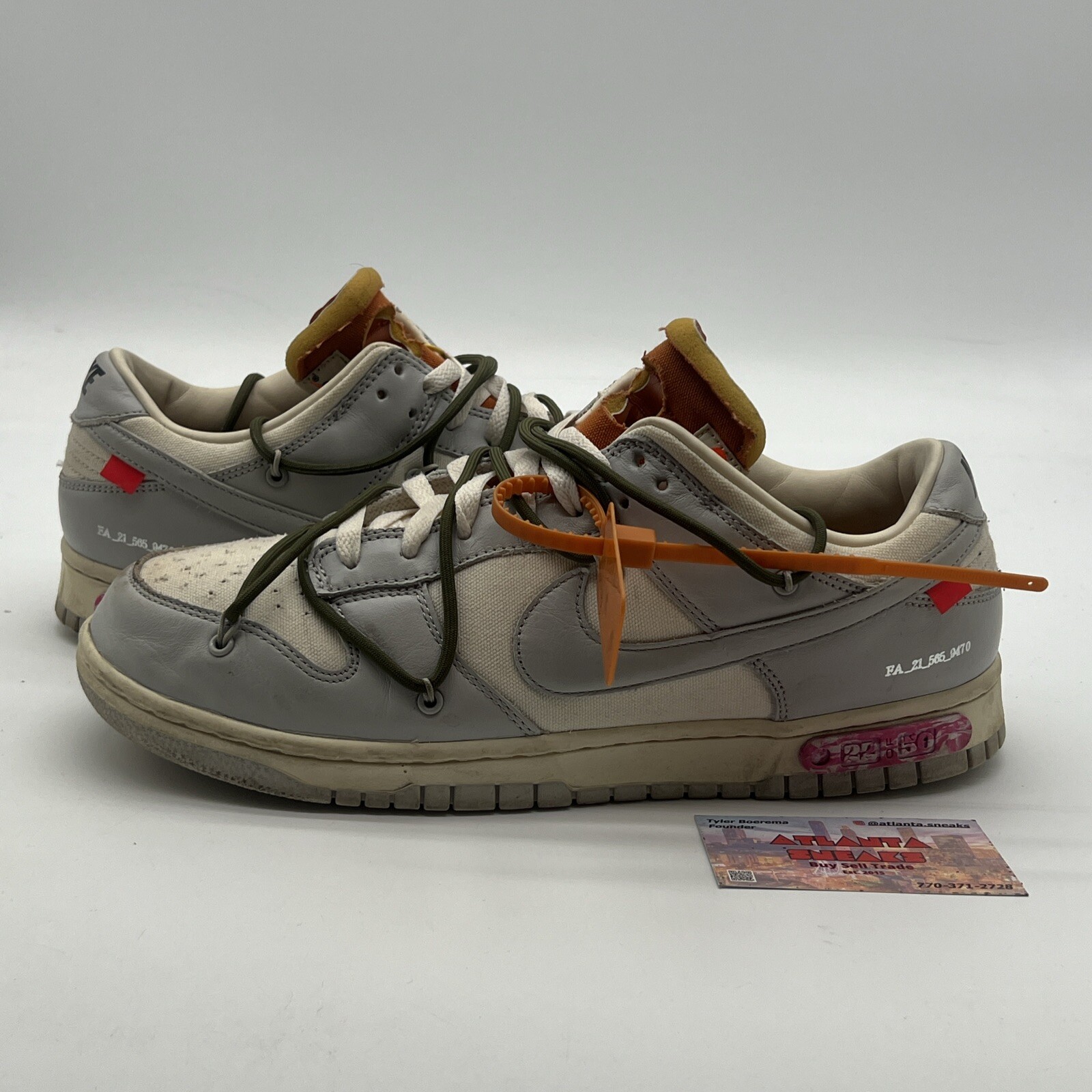OFF WHITE X NIKE Taglia 11 5 Nike Off White x Dunk Low Lotto 22 di 50 (DM1602 124)