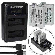 2x LP-E5 Battery +USB LCD DUAL Charger For EOS Series DS126181 DS126231 DS126191