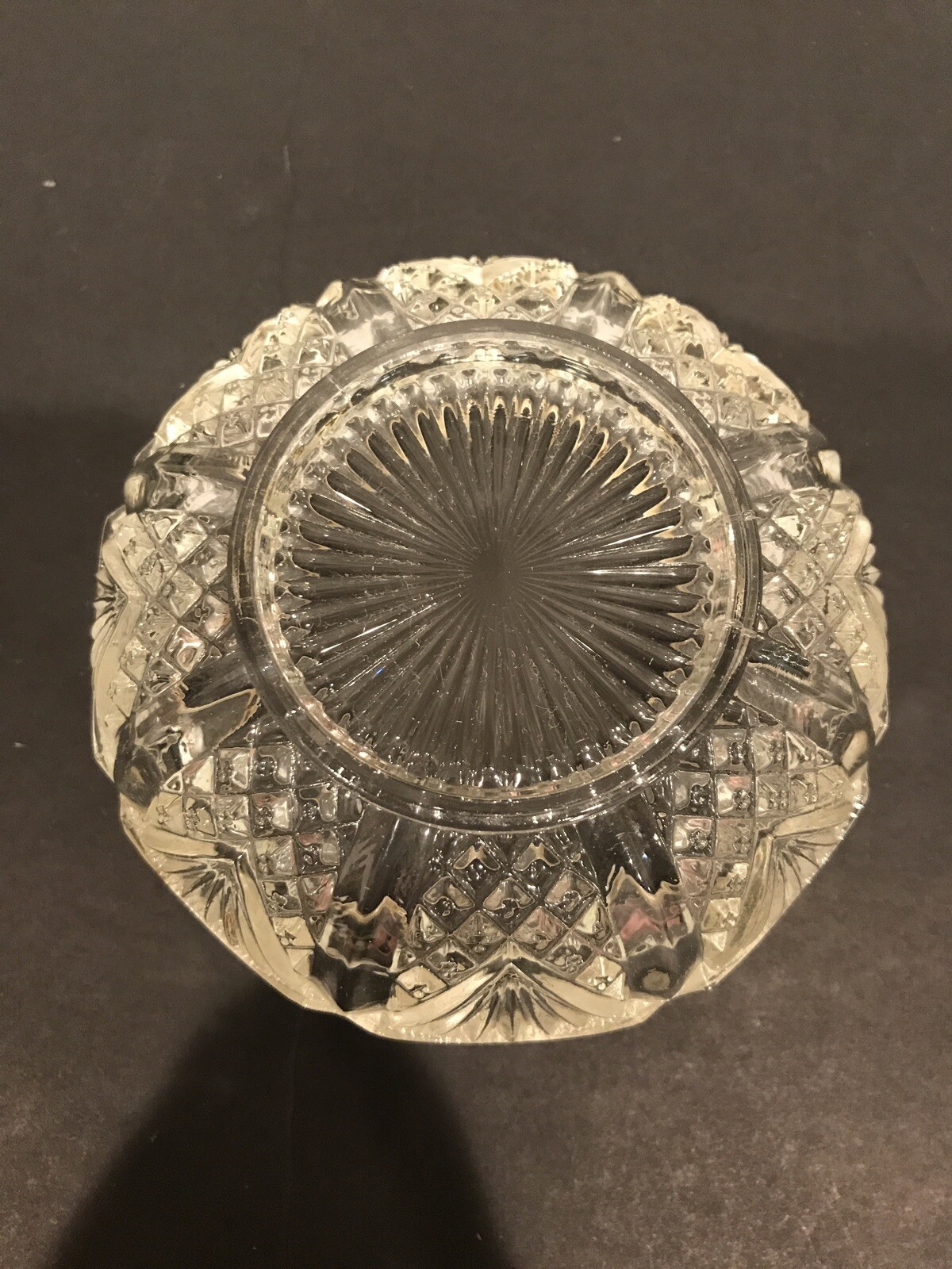 Vintage Cut Chrystal Glass Candy Dish Topped W Silver Plate Rim Made In