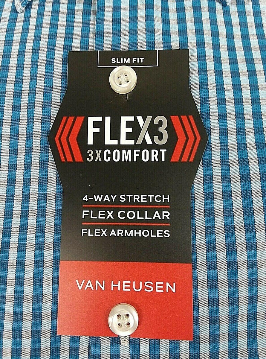 Van Heusen Flex Slim Fit 4-Way Stretch L/S Dress Shirt; 13-13