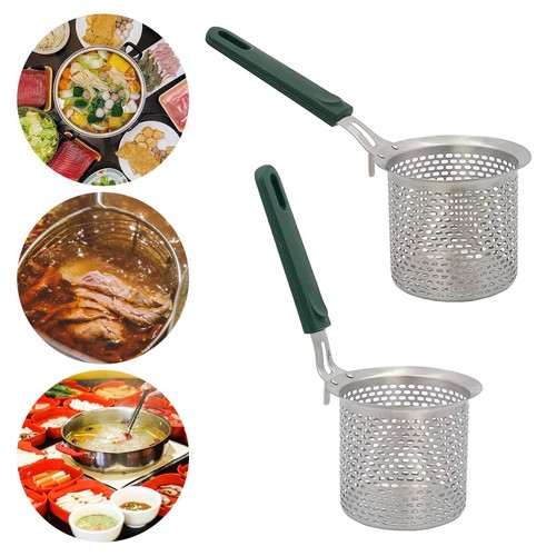 Passoire Hot Pot En Acier Inoxydable - Lot De 2 Paniers Filtrants Pour Fondue Chinoise Et Nouilles - Poignée Confortable
