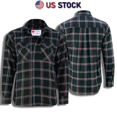 LVAD Men's Flannel Shirt for HeartMate  3 shirt Long Sleeve with Pockets S-4XL