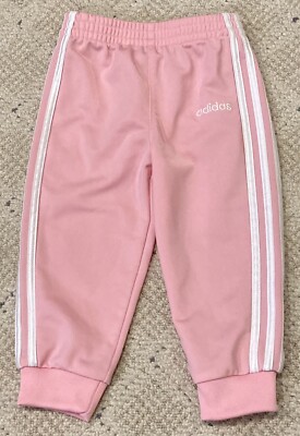 ADIDAS 12 Months Baby Girl Track Suit Jogging Pants Light Pink w White  Stripes