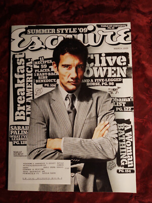 ESQUIRE Magazine March 2009 Clive Owen Sarah Palin Kate Mara