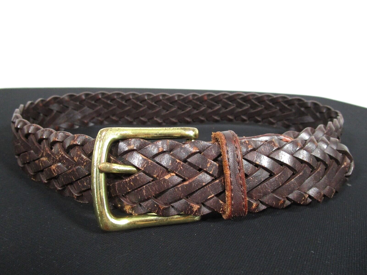 Brown Braided Leather Brass Buckle Boy Kid display picture 1