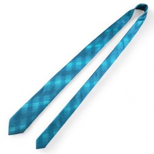 Bespoke New York Brand Check Mens Neck Tie Teal Polyester 60" L - 2.75" W