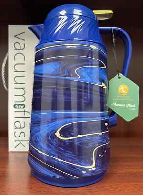 Expresso Vacuum Flask Thermos - Push Button Hot or Cold - 1 Liter - Blue