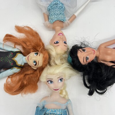 Disney Princess Dolls Lot Of 4 Jasmin Elsa Anna Frozen Cinderella Toys W Clothes