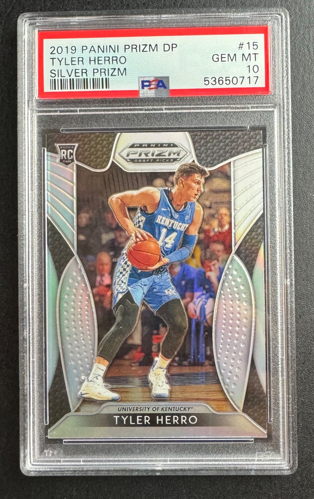 Tyler Herro PSA 10 GEM MINT 2019-20 Panini Prizm Draft Silver Prizms RC #15