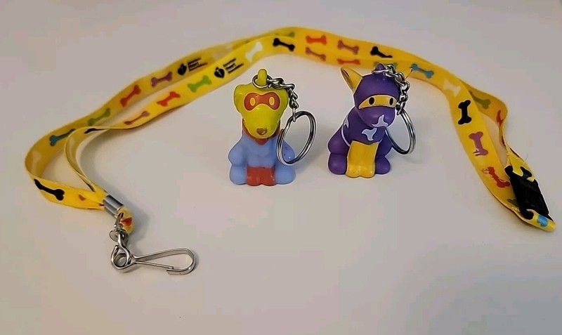 American Heart Association Lanyard with 2 Dog Keychains: Ninja & Super Hero Dogs