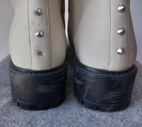 TWINSET Stiefel Punk Boots 37 Weiß Leder Nieten Schnalle Riegel Schuhe Italien - Bild 10 von 12