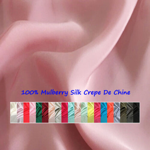 1 meter X 1.4 meter Silk CDC White Black Pure Nature Silk Crepe De Chine Fabric - Picture 1 of 32