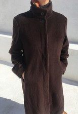 Krizia Ladies Coat Size 14 Uk Virgin Piacenza Wool Cloth Brown Vintage Rrp £599