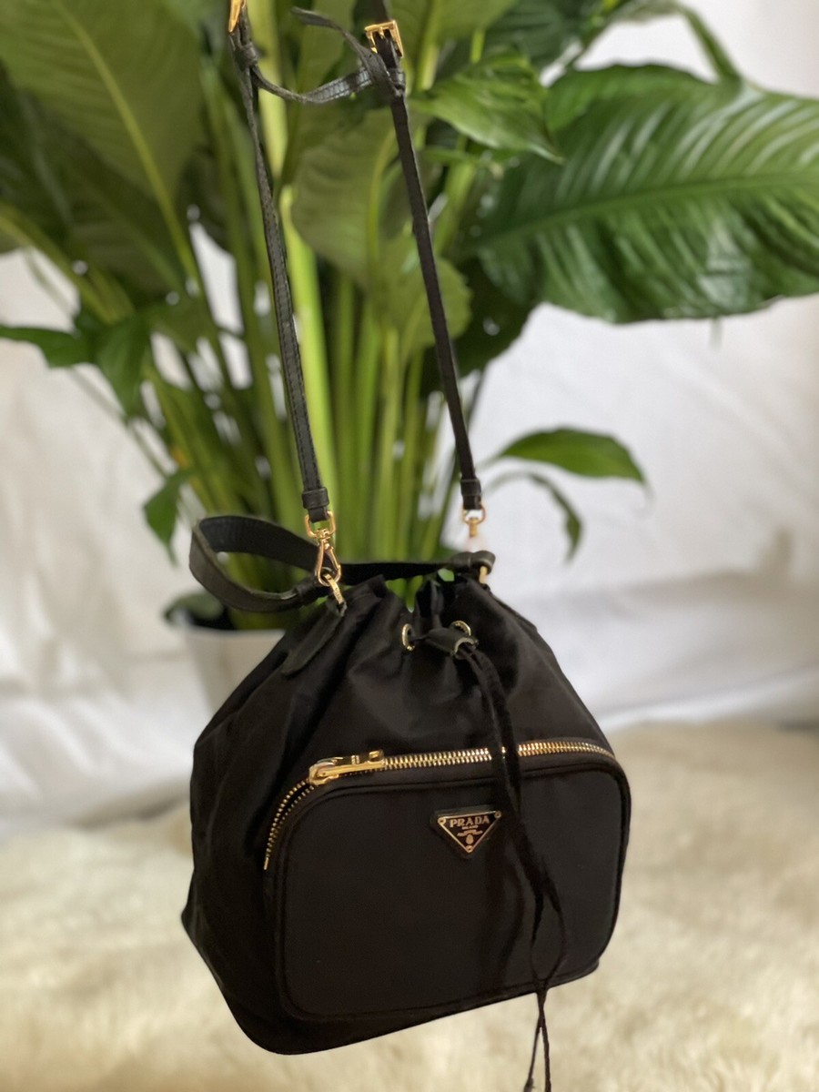 Prada Duet Re-Nylon shoulder bag Black | eBay