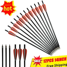 12pcs Crossbow Bolts Arrows Fiberglass Shafts 14-18" For Archery Target Hunting