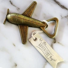 Kate Aspen Let The Journey Begin Vintage Metal Airplane Bottle Opener (Set of 6)