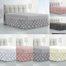 LUXURY PINTUCK VALANCE BED SHEET 100% COTTON 200TC SINGLE DOUBLE SUPER KING SIZE