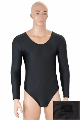 Herren Gymnastikbody lange Ärmel Druckverschluss im Schritt stretch shiny Sport - Bild 1 von 2