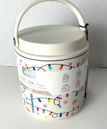 HydraPeak Holiday Lights Ivory 25oz Stainless Steel Insulated Food Jar Brand New - Picture 3 of 5