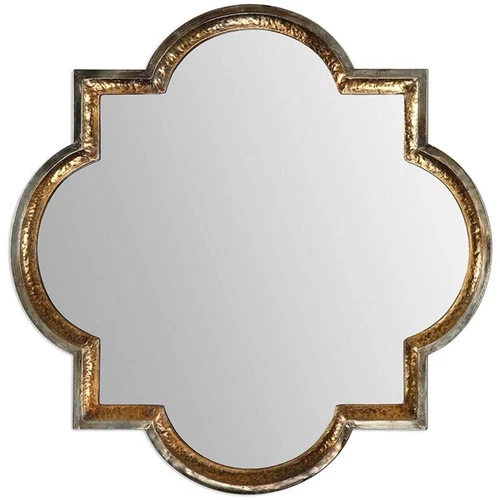 Uttermost Lourosa Hammered Metal Mirror in Antiqued Gold/Silver - Picture 1 of 6