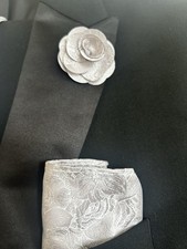 Black Suit With Tie Pocket square and Pin