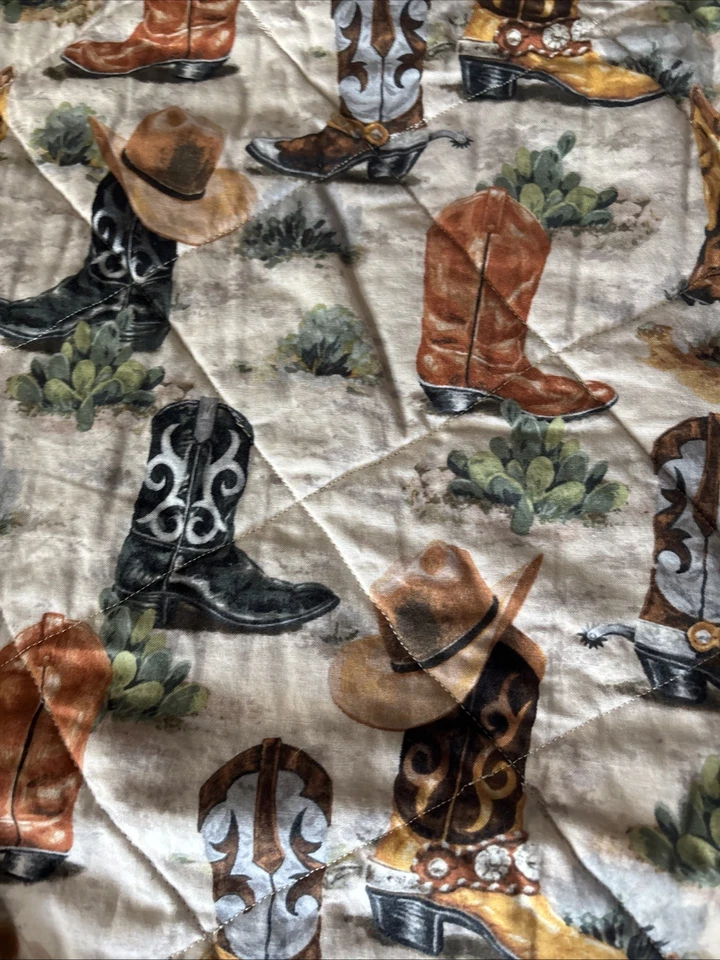 baby quilts handmade Cowboy Boots And Hats 46x37 - Image 3 of 4