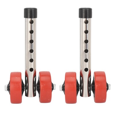 2 Pcs Walker Wheel Leg 6 Gear Height Adjustment Stainless Steel Plastic Roll BAK