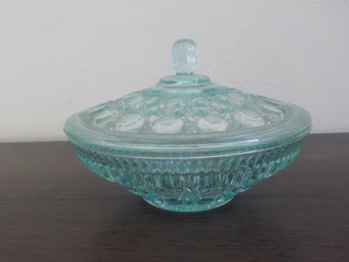 Vintage Indiana Glass Aqua Blue Depression Glass Candy Dish 8" Diameter