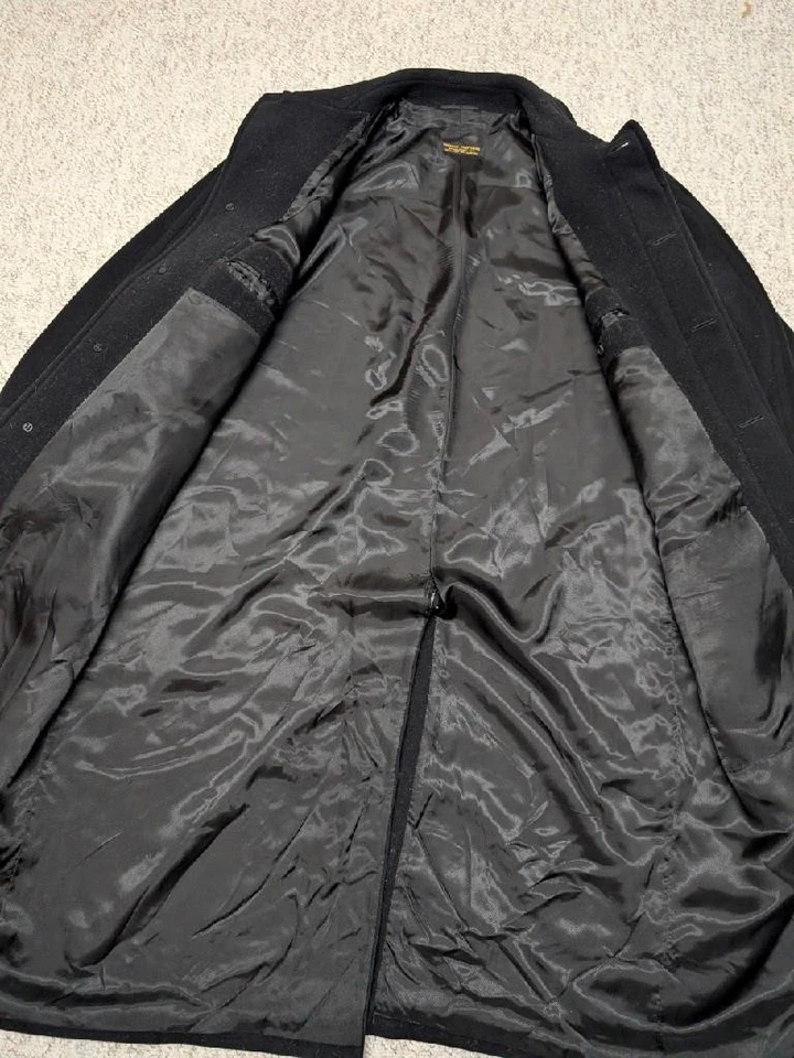 vintage ITALY made BROOKS BROTHERS overcoat 50L black WOOL thick 2XL jacket - Image 4 of 4