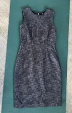 Elie Tahari Women’s Sheath Tweed Dress Sleeveless Zipper Navy Blue Size 2