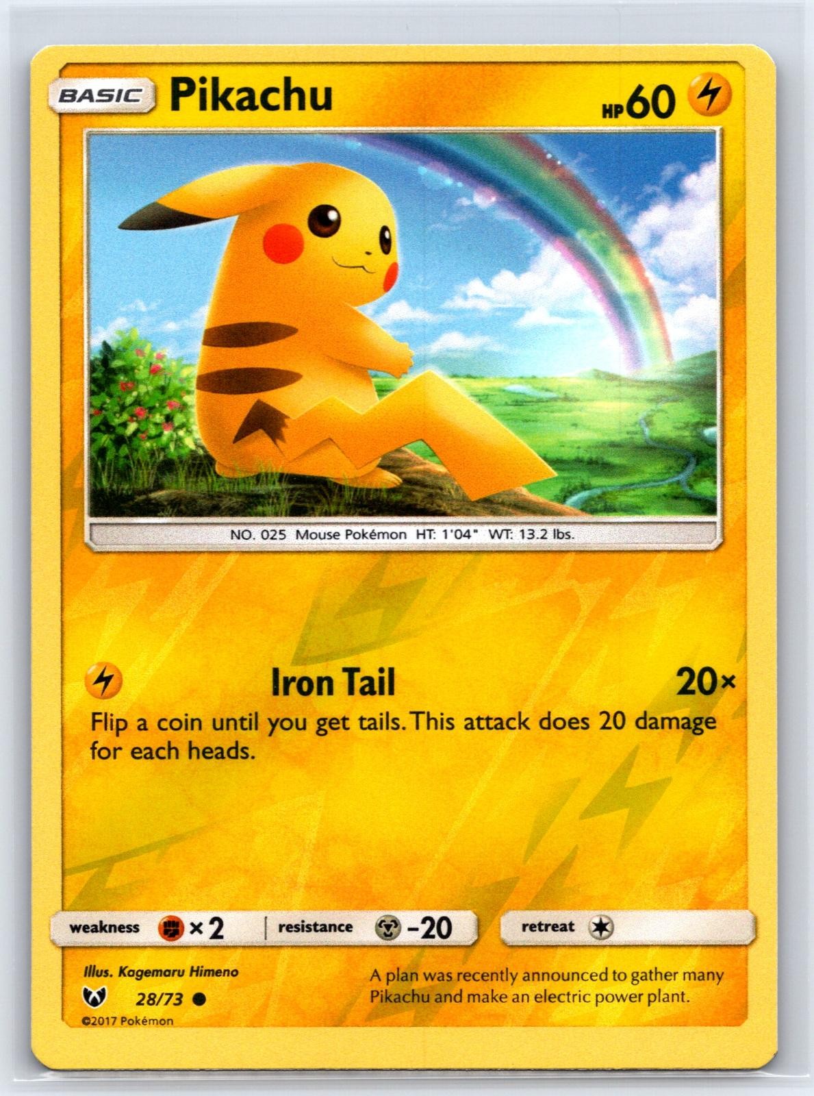 Pikachu 28/73 Common Shining Legends Pokemon Reverse Holo NM/M