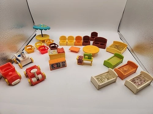 Vintage Lot Fisher Price Little People  Accessories 25 Pcs  House/Nursery