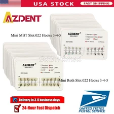 10set AZDENT Dental Orthodontic Brackets Braces Metal Mbt/roth .022 Hooks 3-4-5