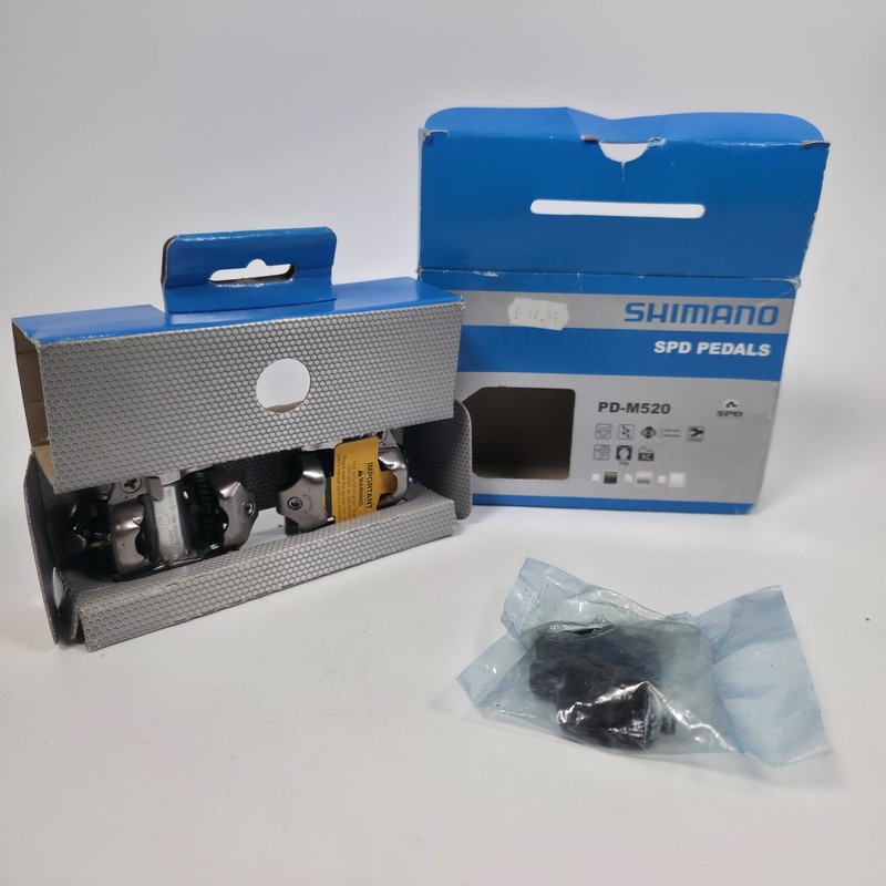 Shimano PD-M520 Silver SPD MTB Clipless Bike Pedals Cleats Included SM-SH51