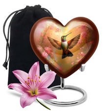 Humming Bird Heart Urns Human Ashes 6Inch Cremation Urn Shape Burial Funeral