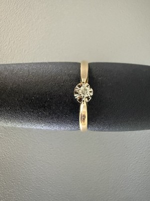 Gelbgold Solitär-Ring runder farbloser Diamant 0,05 ct Ringgröße 51