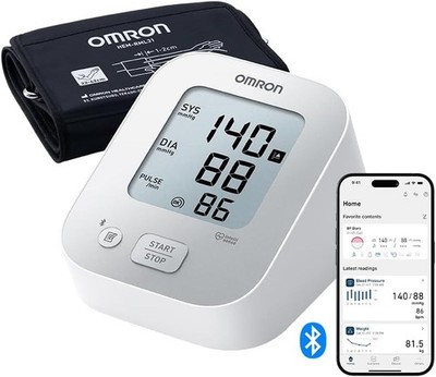 OMRON X2+ Connect Oberarm BP Monitor breite Manschette & Bluetooth OMRON Connect App
