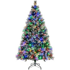 Image of 7ft Pre-Lit Artificial Christmas Tree – Warm White LED with Red Berries