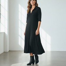 Elie Tahari Pima Cotton Polo Sweater Dress NWT Women's Sz M Black Half Sleeves