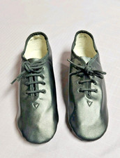 Women's Split Sole Jazz Shoes, Size 5.5, Black Faux Leather - New