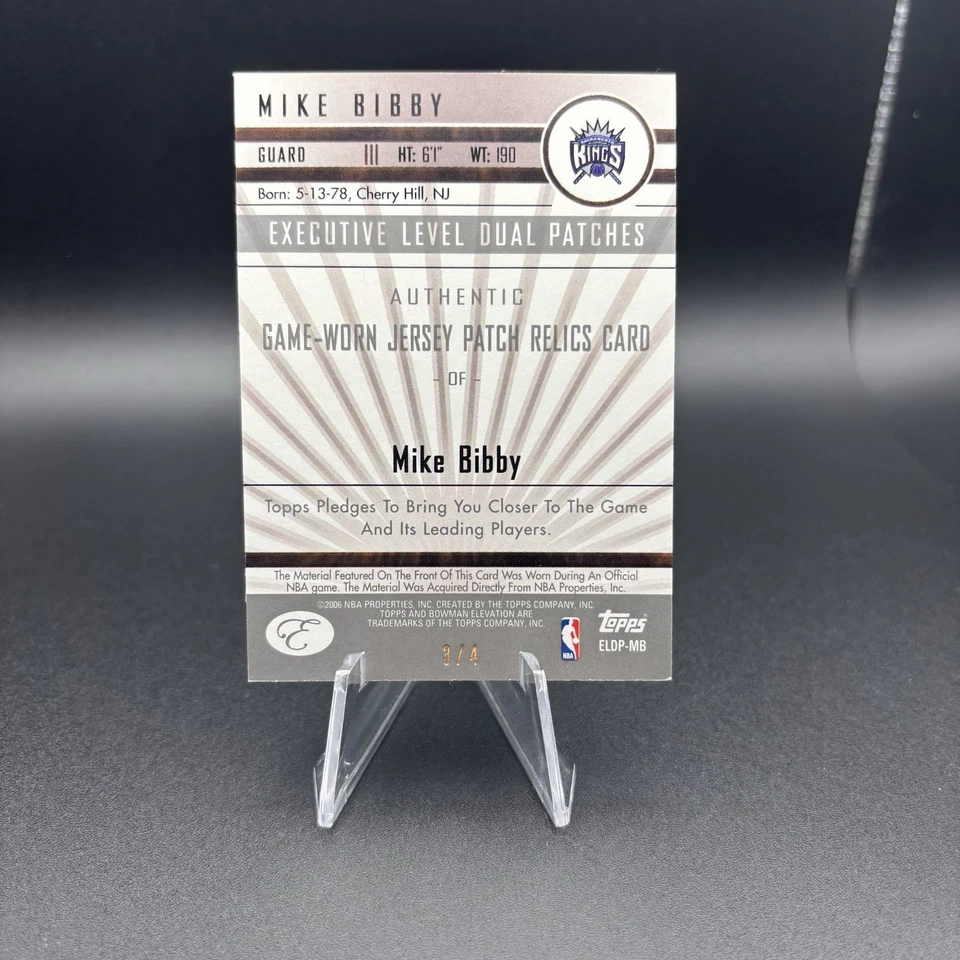 Mike Bibby Bowman Elevation 2006-07 parches dobles nivel ejecutivo azul #1/4 SSP Foto 2 de 2