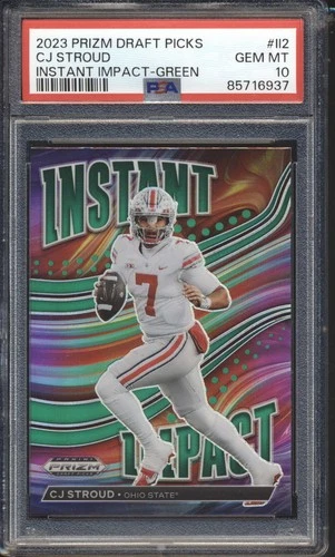 2023 Panini Prizm DP Instant Impact GREEN PRIZM C.J. Stroud ROOKIE PSA 10 TEXANS