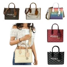 MICHAEL KORS MIRELLA SMALL SHOPPER TOP ZIP CROSSBODY SATCHEL BAG PURSE