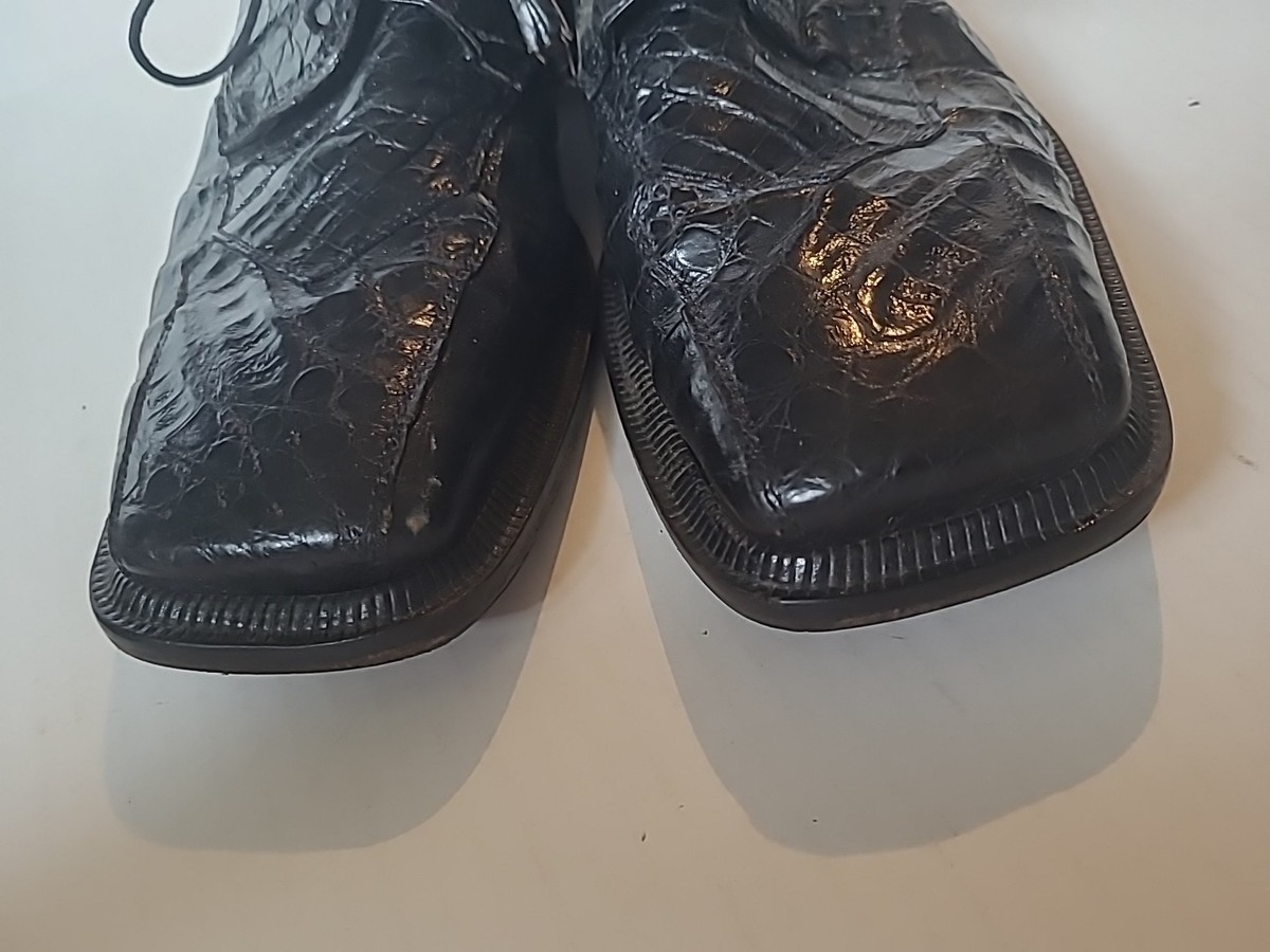 David Eden black lizard shoes size 9.5 real good condition David Eden Mens Teju Lizard Leather Dress Shoes Black White  main image 4