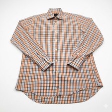 David Donahue Dress Shirt Men 16 34/35 Trim Fit Check Plaid Cotton Long Sleeve