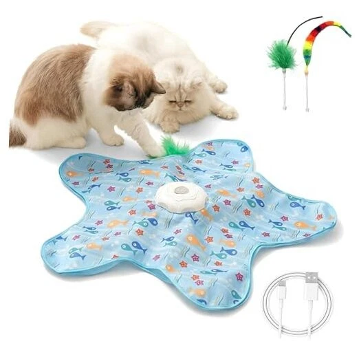 Hide and Seek Interactive Cat Toy, 5-Hole Motion Activated Bird Fish Cover