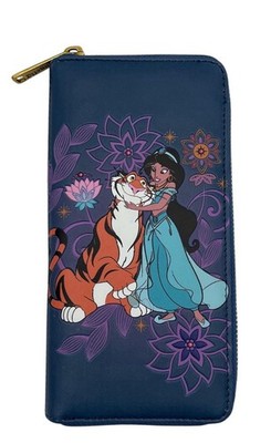 Loungefly Disney Aladdin Jasmine Rajah Blue Purple Zip Around Wallet